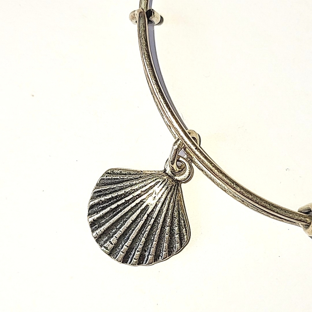 ALEX AND ANI SEA SHELL CHARM BANGLE BRACELET